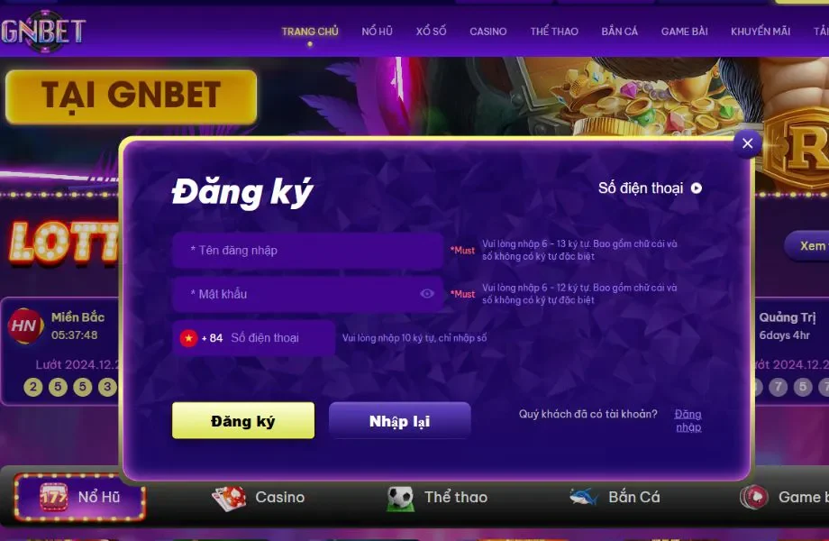 Trang chủ Đăng ký Gnbet