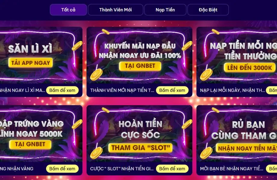 Trang chủ Tham gia vô vàn khuyến mãi tại Gnbet